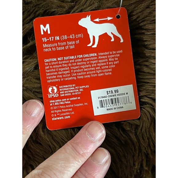 NEW NWT Star Wars Chewbacca Dog Hoodie Furry Available in M, L, XL Wookiee Brown - Picture 6 of 10